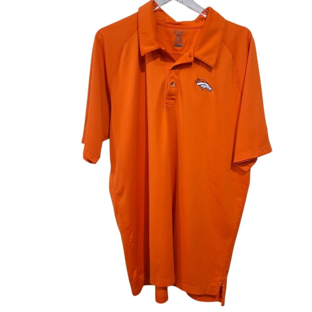RBX Denver Broncos Mens XL Polo Shirt NFL Orange Dry Fit Short Sleeve Preppy